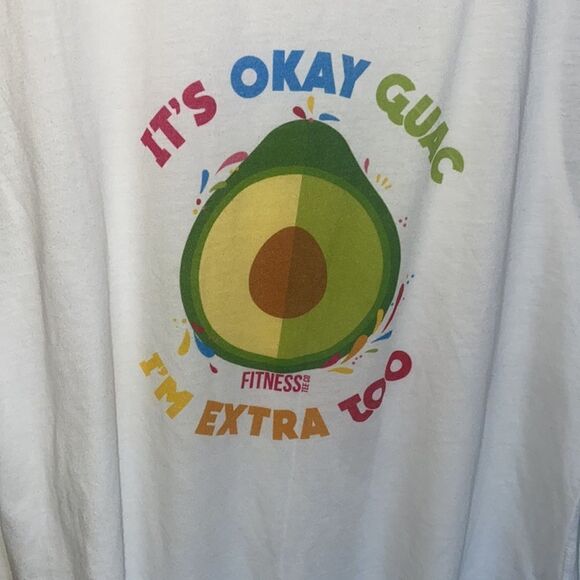"It's okay guac, I'm extra too" Workout tank, white. Size XL - Picture 3 of 7